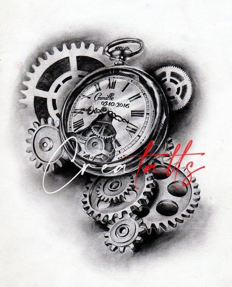 Old Clock Tattoo, Time Clock Tattoo, Tattoo Clock, Time Piece Tattoo, Pocket Watch Tattoo Design, Jasmine Tattoo, Clock And Rose Tattoo, Clock Tattoos, Watch Tattoo Design