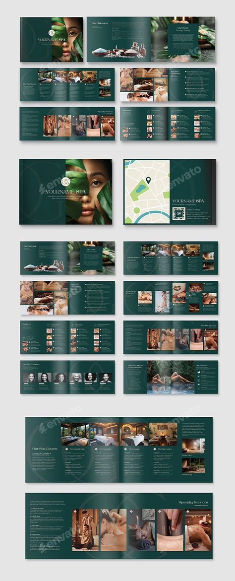 Spa & Wellness Brochure Template, Print Templates | GraphicRiver Spa Brochure, Spa Wellness, Wellness Business, Wellness Spa, Print Templates, Brochure Template, Health And Wellness, Spa, Health