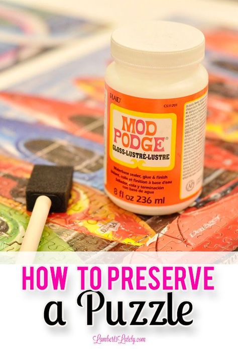 Puzzle Modge Podge, Glueing A Puzzle Together, How To Preserve A Puzzle, Glue Puzzle Together Diy, Puzzle Glue Diy, How To Glue A Puzzle Together, How To Frame A Puzzle Diy, How To Glue A Puzzle For Framing, How To Frame A Puzzle