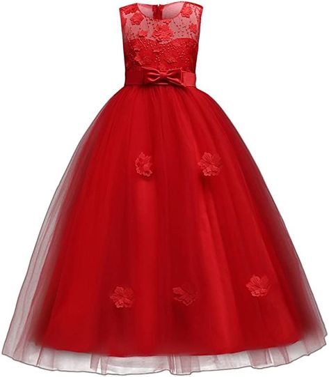 Kids Long Dress, Princess Fancy Dress, Princess Bridesmaid Dress, Princess Flower Girl Dresses, Girls Tunics, Red Wedding Dresses, Retro Vintage Dresses, Wedding Dresses For Girls, Pageant Dress