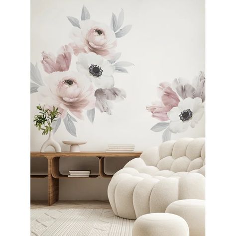 Rich and 3D feel creative Wall Decal ideas for any room type, easy to use, refresh room decor. Floral Wall Stickers Vinyl Decals, Floral Wall Stickers, Floral Wall Decals, Spring Red, Kids Room Furniture, Colour Colour, Studio Color, Flower Wall Decals, Floral Decal