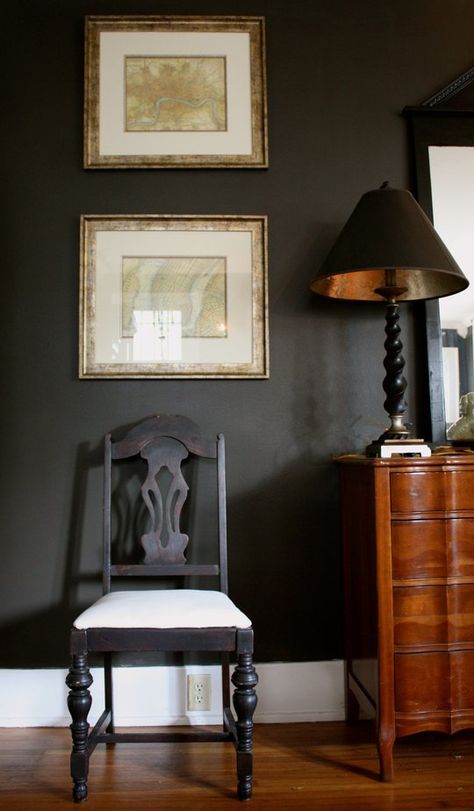 Dark Paint Colors, Rearranging Furniture, Dark Walls, Dark Wall, Black Wall, Black Walls, Wall Color, Room Colors, Apartment Therapy