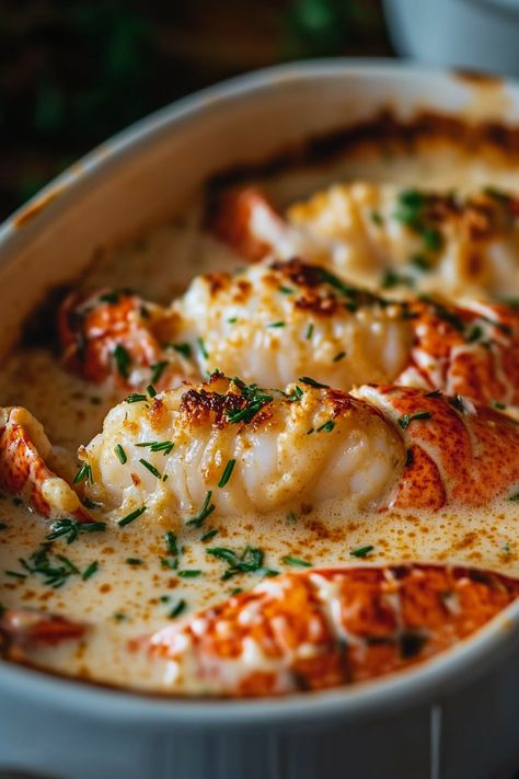 Creamy Garlic Butter Lobster Tails Garlic Shrimp Tapas, Lobster Legs Recipes, Lobster Garlic Butter Sauce, Simple Gourmet Meals, Creamy Lobster Sauce, Easy New Orleans Recipes, Winter Seafood Dishes, Creamy Garlic Lobster Tails, Creamy Garlic Butter Lobster Tails