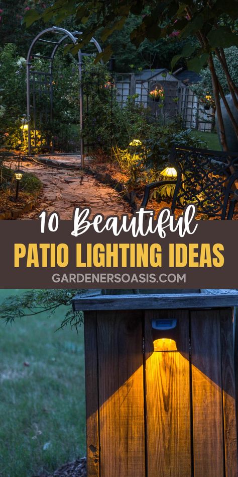 Patio Lighting Ideas: 10 Beautiful Ways To Light Your Backyard Light Up Backyard Ideas, Backyard Lighting Ideas Diy, Patio Lighting Ideas, Backyard Solar Lights, Backyard Lighting Diy, Lighting Your Garden, Outdoor Improvements, Solar Landscape, Solar Landscape Lighting