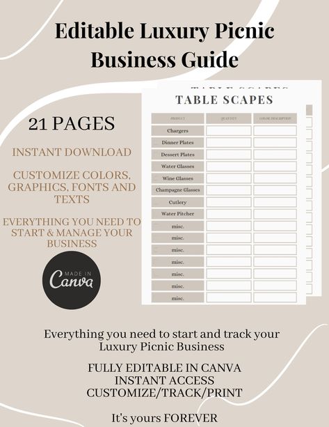 Everything you need to start your Luxury Picnic Business! Luxury Picnic Business, Picnic Business, Bouquet Bar, Luxury Picnic, Bar Diy, Business Guide, Flower Bar, Diy Bar, Water Pitchers