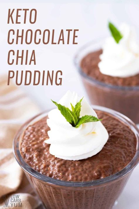 Low Carb Yum Chia Seed Pudding Keto, Chia Pudding Keto, Chocolate Chia Pudding Recipes, Low Carb Chocolate Mousse, Breakfast Chocolate, Chocolate Chia Seed Pudding, Chia Seed Recipes Pudding, Chocolate Chia Pudding, Keto Diet Snacks