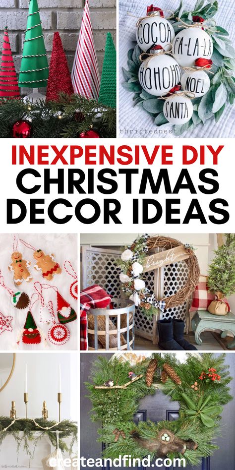 Budget-friendly Christmas decorating ideas for the home. Budget Friendly Christmas Decor, Christmas Decor Ideas Cheap, Christmas Makes To Sell, Christmas Decorating On A Budget, Easy Diy Ornaments, Cheap Decorations, How To Decorate For Christmas, Thrifty Christmas, Decorations On A Budget