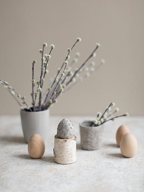 Easter egg decoration | Natural gray felted egg | Unique embroidered home decor Rustic Easter table Minimal Easter, Small Easter Gifts, Easter Egg Cups, Eco Friendly Easter, Simple Table Decorations, Easter Table Centerpieces, Easter Egg Decoration, Rustic Easter, Egg Decoration