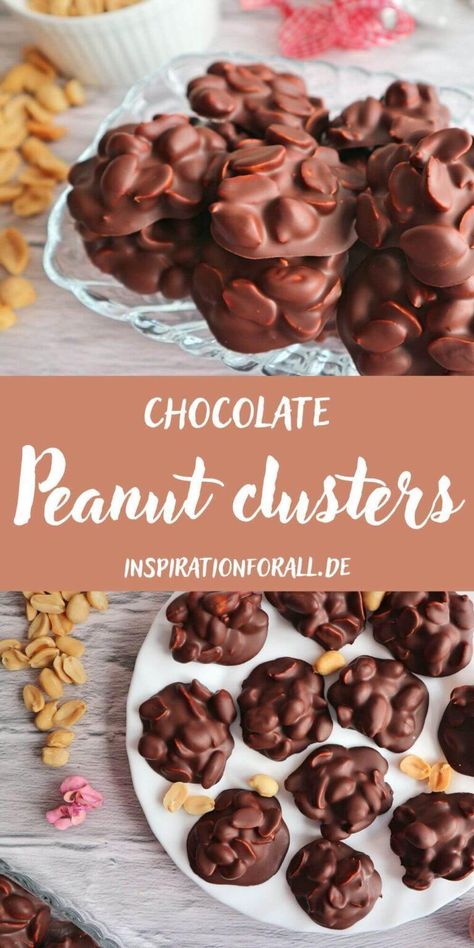 Chocolate peanut clusters recipe – how to make with 2 ingredients Chocolate Peanut Candy Clusters, Chocolate Peanut Clusters Easy, Homemade Peanut Clusters, Peanut Butter Chocolate Candy, Chocolate Clusters Recipe, Chocolate Peanut Clusters Recipe, Goo Goo Clusters Recipes, Chocolate Pecan Turtle Clusters Recipe, Peanut Pretzel Clusters