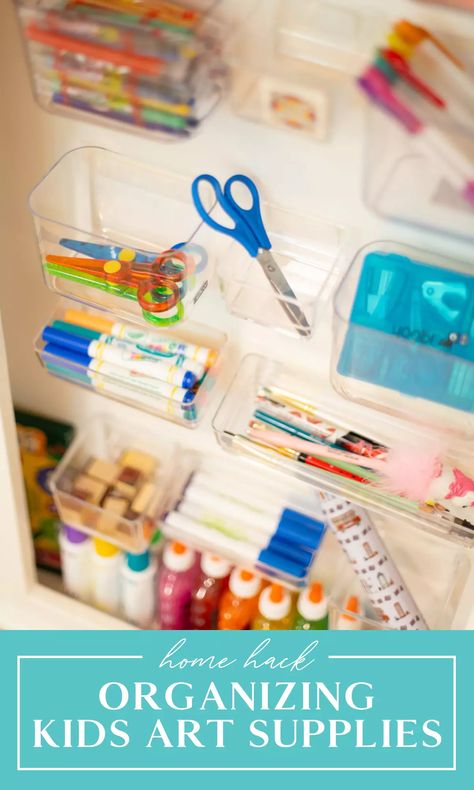 See a secret trick for how to organize kids' art supplies! Keep kids craft supplies hidden and under control with a few simple hacks and ideas. Awesome home organization DIY project for a weekend at home or if you are a stay at home parent. #kidsart #artsupplies #craftsupplies #stayathome #workfromhome #homeorganization Kids Arts And Crafts, Crafts Storage, Craft Supply Storage, Art Cabinet, Arts And Crafts Storage, Kids Craft Supplies, Craft Cabinet, Art Supply Organization, Toddler Arts And Crafts