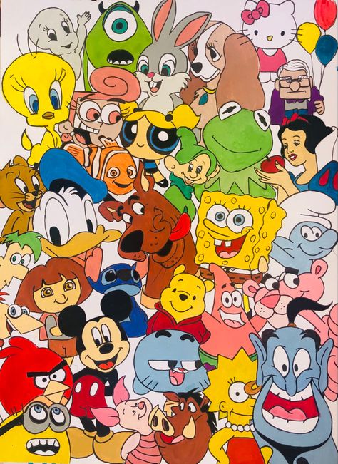 Cartoon Character Collage Drawing, Cartoon Collage Drawings, Cartoon Character Collage, Brian Gordon, Fowl Language Comics, Fowl Language, Cartoon Network Characters, Sports Movies, Iptv Subscription