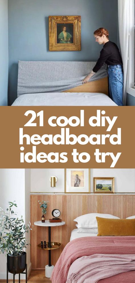 21 Cool + Unique DIY Headboard Ideas - Paper and Stitch Bedroom Bed Headboard Ideas, Diy Plywood Headboard, Headboard Alternative Diy, Creative Headboard Ideas, Fake Headboard Ideas, White Wooden Headboard, Fake Headboard, Fabric Bed Headboard, Cheap Headboard