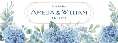 Use this customizable Blue Gold Minimalistic Watercolor Hydrangea Flower Wedding Facebook Cover template and find more professional designs from Canva. #blue #gold #white #flower #clasiic #watercolor #beautiful #facebookcover #facebook #cover #wedding #invitation #party #savethedate #invitation #marriage #personal #personalize #holiday #canva #template Minimalistic Watercolor, Watercolor Beautiful, Watercolor Hydrangea, Flower Graphic Design, Facebook Cover Template, Invitation Party, Flower Graphic, Hydrangea Flower, Canva Design