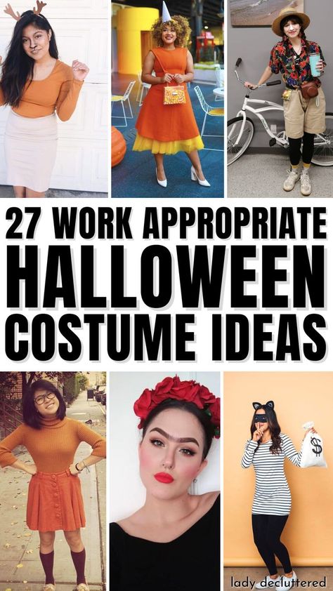 27 Work Appropriate Halloween Costume Ideas Appropriate Halloween Costumes, Work Appropriate Costumes, Diy Adult Halloween Costumes, Work Appropriate Halloween Costumes, Office Halloween Costumes, Costumes For Work, Easy Halloween Costumes For Women, Quick Halloween Costumes, Halloween Costumes For Work