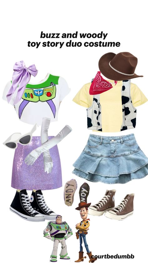 #fyp #viral #halloweencostume #halloween #duo #duocostume #outfit #outfitinspo Gangster Halloween Costumes, Buzz And Woody, Girl Group Halloween Costumes, Halloween Duo, Cute Halloween Outfits, Woody Costume, Halloween Duos, Cute Group Halloween Costumes, Halloween Costumes For Teens Girls