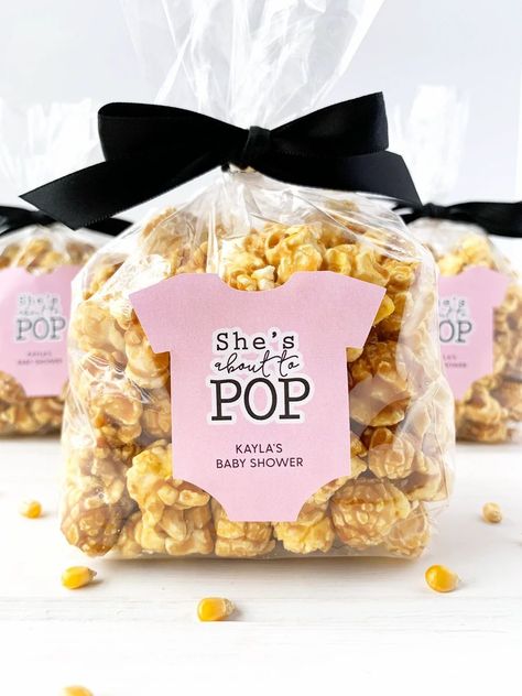 She's About to Pop Popcorn Stickers. Baby shower party favor stickers. Try our onesie shaped favor labels for easy DIY baby shower favors. Stick these adorable onesie stickers to bags of popcorn sure to be a hit with your guests. Perfect for baby shower popcorn favors. About To Pop Popcorn, Baby Shower Popcorn Favors, Ready To Pop Popcorn, Popcorn Baby Shower Favors, Popcorn Labels, Baby Shower Popcorn, Popcorn Stickers, Popcorn Favor, About To Pop