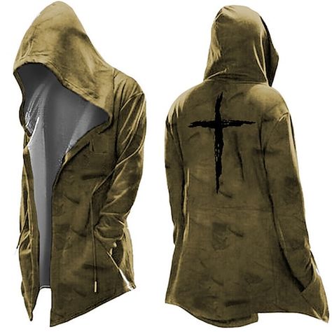 Apocalypse Clothes Men, Vest Hoodie, Mens Clothing Design, Cloak Hood, Creative Hoodies, Men Hoodies, Mens Hoodies, Men’s Jackets, Long Jacket