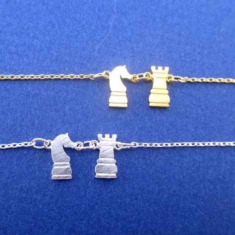 Knight and Rook Chess Piece Checkmate Charm Necklace – DOTOLY Tiger Necklace, Charm Necklace Silver, Gold Charm Necklace, Minimal Jewelry, Gifts For My Wife, Chess Pieces, Minimalist Necklace, Long Chain, Animal Jewelry