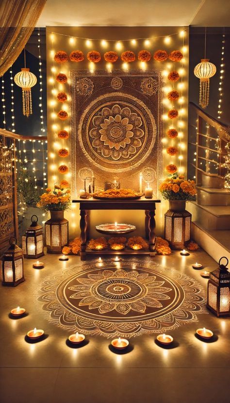 Diwali Balcony Decoration, Home Decor Ideas For Diwali, Diwali Vibes, Diwali Decoration Ideas, Traditional Rangoli, Diya Lamp, Balcony Decoration, Sangeet Dance, Welcoming Home