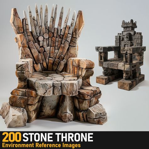 Stone Throne|4K Reference Images,  on ArtStation at https://www.artstation.com/artwork/rJkgr2 Stone Throne, Model Architecture, Game Animation, The Goblin, Animation Illustration, 3d Object, Reference Images, Game Assets, Mock Ups