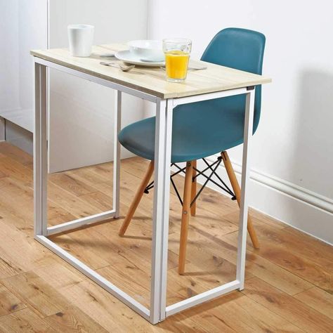 Folding Utility Table | Space-Saving Desk already assembled just fold the legs out | Folds Flat to Store | For: Meal times, Hobbies & Work/Study | L80 x W45 x H74cm | From Easylife : Amazon.co.uk: Home & Kitchen Bed Table On Wheels, Malm Occasional Table, Wood Chair Diy, Compact Table, Space Saving Table, Space Saving Desk, Wood Table Diy, Foldable Furniture, Foldable Desk