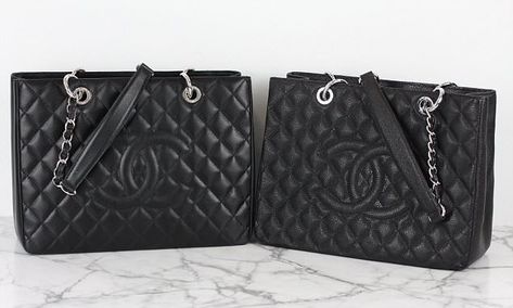 Can you tell the authentic $5,000 Chanel from the $170 fake? Chanel Shopping Tote, Chanel Grand Shopping Tote, Purse For Teens, Expensive Purses, Chanel Shopping, Fake Designer Bags, Handbags For School, Latest Handbags, Cheap Purses