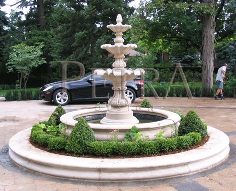 Stone fountain, Cast stone Global Home, Fountains Backyard, Outdoor Patio Designs, Stone Fountains, Stone Planters, Kitchen Interior Design Modern, Water Features In The Garden, Cast Stone, Garden Fencing