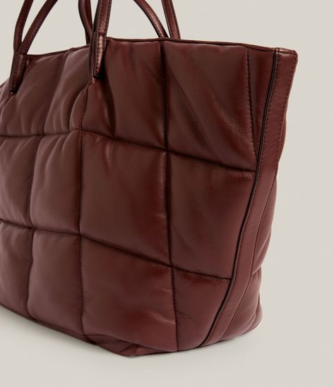 ALLSAINTS US: Womens Nadaline Quilted Leather Tote Bag (oxblood_brown) Jackets Summer, Quilted Tote Bags, Tote Bag Black, Quilted Totes, Quilted Leather, 2024 Collection, Black Tote Bag, All Saints, Leather Jackets