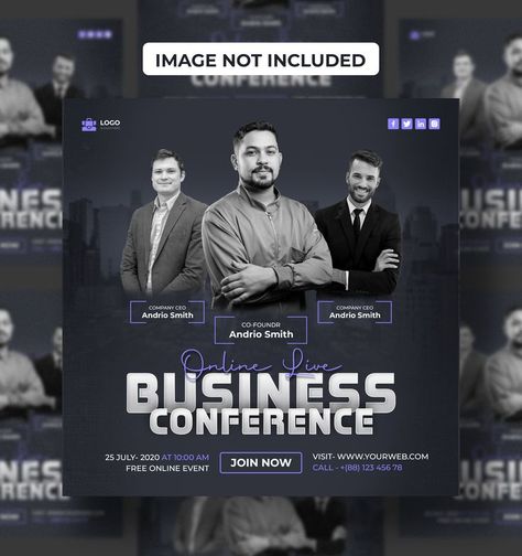 Conference Banners, Magazine Design Cover, Conference Poster, Business Conference, Types Of Social Media, Social Templates, Social Media Post Template, Quote Template, Event Banner