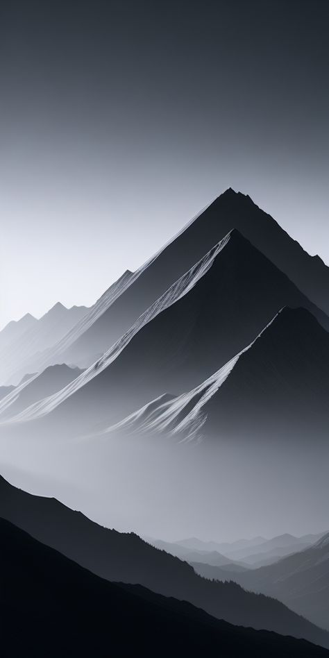 Black Aesthetic Mountains, Black And White Abstract Art Wallpaper, Rugged Wallpaper, Iphone Background Black And White, White Abstract Wallpaper, Black And White Wallpaper Iphone, Android Wallpaper Black, Monochrome Wallpaper, Peaks And Valleys