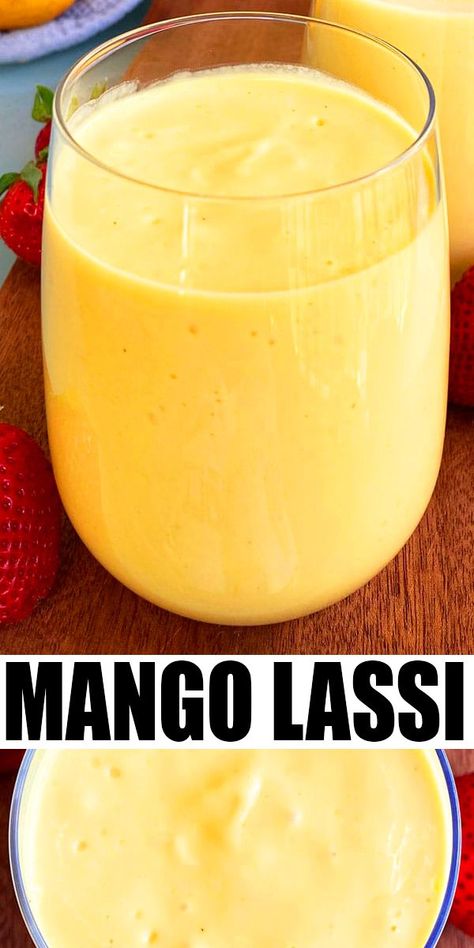 Quick and easy MANGO LASSI recipe, homemade with simple ingredients in 10 minutes. This refreshing Indian drink is full of mango pulp or puree, yogurt, cardamom. From CakeWhiz Holiday Desert Recipes, Mango Lassi Recipe, Crockpot Drinks, Mango Lassi Recipes, Lassi Recipe, Pulp Recipe, Indian Mango, Lassi Recipes, Mango Pulp