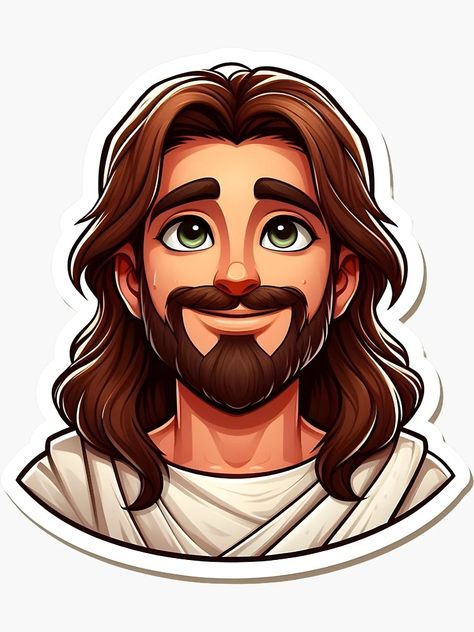 "Jesus Christ cartoon" Sticker for Sale by CelestiaCraftCo | Redbubble Cartoon Jesus, Sticker Drawing, Jesus Cartoon, God Sticker, Religious Illustration, Mary And Jesus, Cartoon Stickers, Jesus Pictures, Christian Art