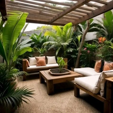 Pool Entertaining, Lanai Patio, Tropical Backyard Landscaping, Tropical Patio, Tropical Interior Design, Miami Interior Design, Deco Marine, Tropical Interior, Tropical Garden Design