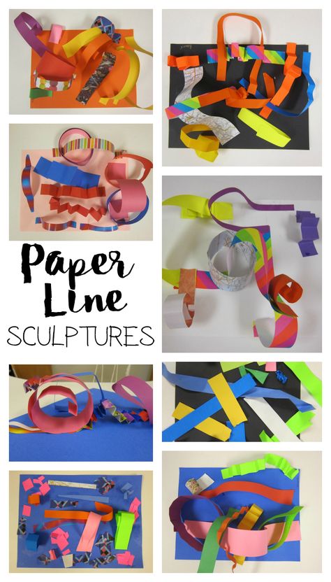 Line Sculptures with Kindergarten Kindergarten Sculpture, Sculpture Easy, Line Art Lesson, Line Sculpture, Art Education Projects, Kindergarten Art Lessons, Sculpture Lessons, Kindergarten Art Projects, Paper Art Sculpture