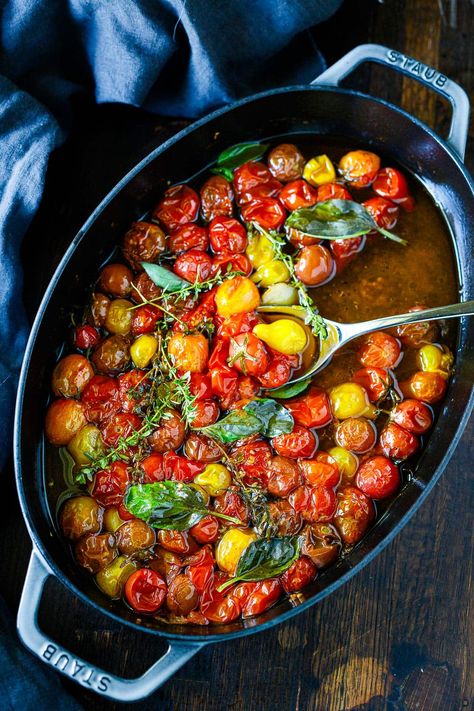 Cherry Tomato Confit, Tomato Confit, Confit Recipes, Feasting At Home, Bucatini Pasta, Seared Fish, Yellow Tomatoes, Grilled Tofu, Roasted Cherry