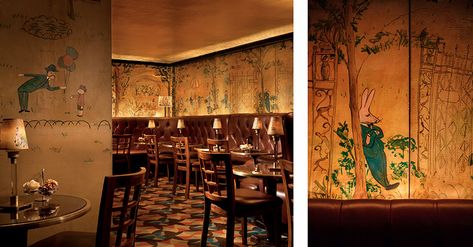 Bemelmans--Bar-New-York-City-Thierry-Despont-Interior-Design-Mapswonders Bemelmans Bar, Madeline Book, Carlyle Hotel, Ludwig Bemelmans, Istoria Artei, Nyc Bars, Bar Scene, New York Hotels, Romantic Hotel