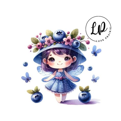 Blueberry Character, Blueberry Outfit, Blueberry Fairy, Fairy Clip Art, Cute Blueberry, Fairy Png, Strawberry Fairy, Black And White Spider