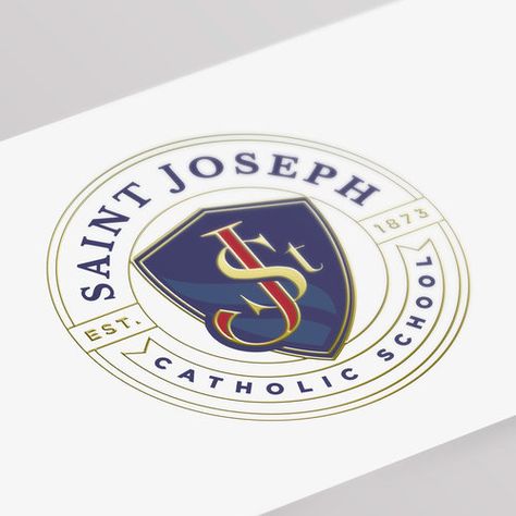 St. Joseph Catholic School Logo Design Collegiate Logo Design, International School Logo, High School Logo Design, Institute Logo Design, Logo Design School, School Logo Design Ideas, College Logo Design, Academy Logo Design, Logo Design Event