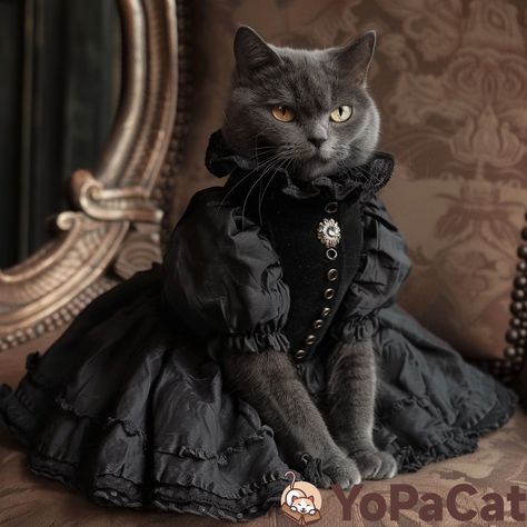 Cat In Dress, Cat Fancy Dress, Cat Dressed Up, Cat Dress, Victorian Costume, Foto Photo, Aesthetic Dress, Witching Hour, Cat Dresses