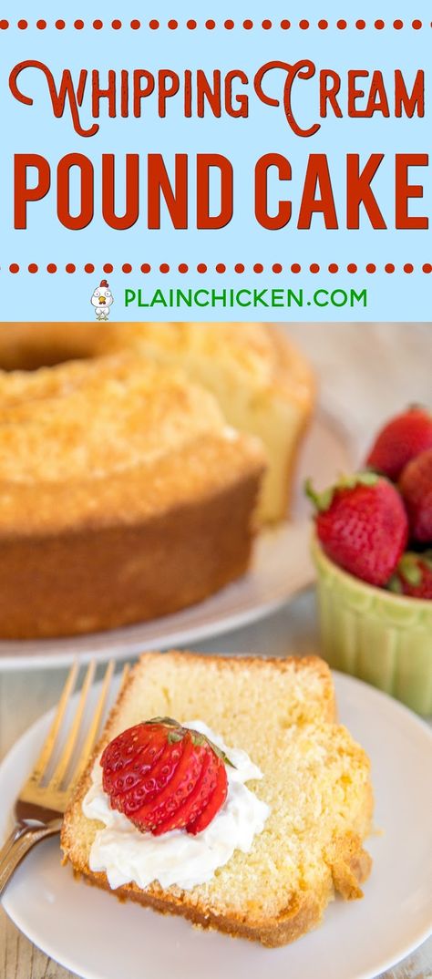 Whipping Cream Pound Cake, Heavy Cream Recipes, Raspberry Whipped Cream, Recipes From Scratch, Orange Extract, Cakes To Make, Recipes With Whipping Cream, Cake Recipes From Scratch, Sugar Eggs