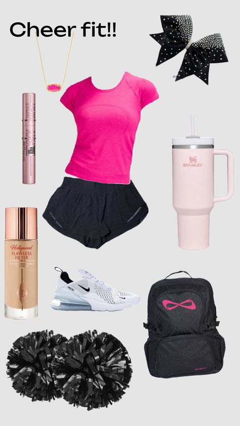 #preppy#outfitinspo #utahgirl #pink #cheer Outfits For Cheer Practice, Preppy Cheer Practice Outfits, Cheer Fits Practice, Cheer Outfits For School, Cheerleader Tips, Cheer Tryouts Outfit, Cheer Outfits For Practice, Cheer Preppy, Aesthetic Cheer