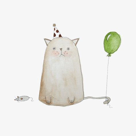 Kitty Cat Illustrations, Birthday Illustration, Cat Clipart, Illustration Quotes, Watercolor Cat, Cats Illustration, Art Drawings For Kids, Cat Painting, Childrens Illustrations