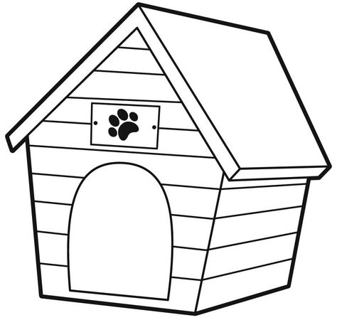 Basic Dog House coloring page Dog House Drawing, Winter Dog House, Simple House Drawing, House Drawing For Kids, Animal Homes, Club Activities, People Coloring Pages, House Image, Puppy House