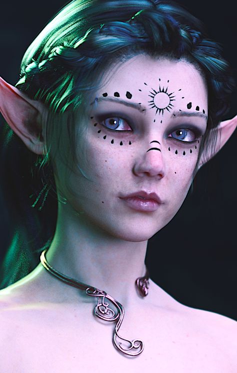 Fantasy Fairy Makeup Look, Dnd Inspired Makeup, Fantasy Makeup Elf Fairies, Gothic Elf Makeup, Dark Elven Makeup, Elfen Make Up, Wood Elf Makeup, Elf Cosplay Makeup, Fey Cosplay