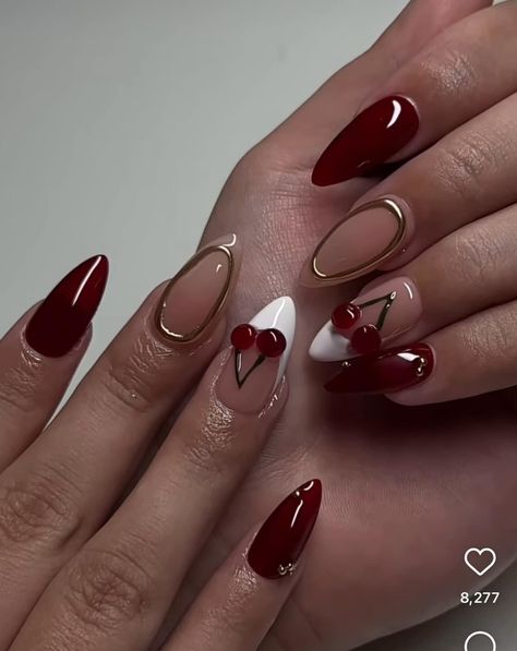 Burgundy Almond Nails Short, Burgundy Nail Designs Almond, Burgundy Almond Nails Design, Red Nail Designs Almond, Burgundy Nails Almond, Burgundy Tip Nails, Red Wine Nails Design, Mail Inspo Almond, Almond Nails Short