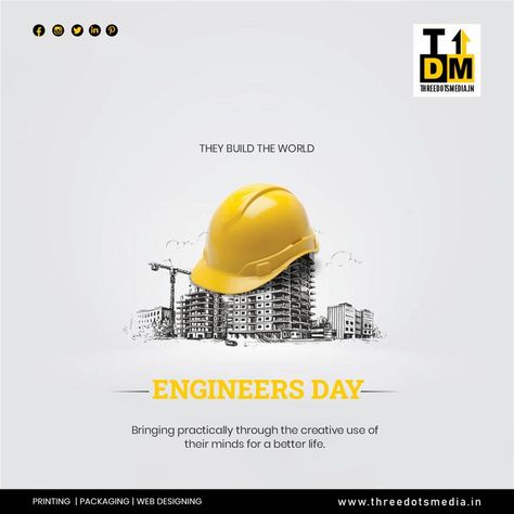 Construction Company Post Ideas, Engineers Day Creative Poster, Engineers Day Creative Ads, Engineers Day Creative, World Engineers Day, Construction Poster Design, Shri Ram Mandir, Construction Poster, Marketing Merchandise