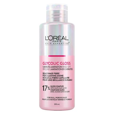 Hair is 2x shinier and +88% smoother, for a hair transformation that lasts through 10 shampoos. Step 3 of the Glycolic Gloss routine, an at-home glossing system for 2x shinier hair in just 5 minutes | L'oreal Paris Hair Expertise Glycolic Gloss Rinse-Off Gloss Injection Size 200ml L’oréal Glycolic Gloss, L’oréal Shampoo, Loreal Hair Gloss, Hair Glossing, Paris Hair, Bday Wishlist, Dream Shower, Xmas Wishlist, Hair Gloss