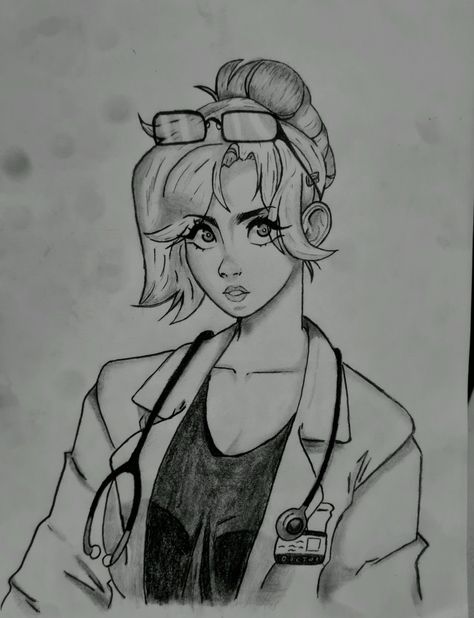 Doctor Sketch Drawings, Female Doctor Drawing, Anime Doctor Drawing, Doctor Sketch, Doctor Drawing, Amor Anime, Mirror Drawings, Sketches Pencil, Woman Sketch