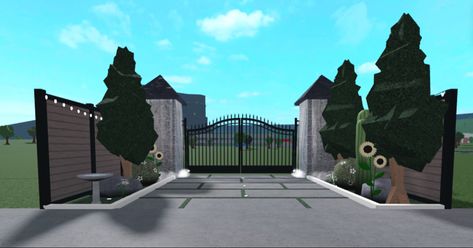 Worth: 17k Bloxburg Gate Entrance, Bloxburg Gate Entrance Ideas, Gate Entrance, Driveway Entrance, Entrance Gates, House Layouts, Gate, Entrance, Layout