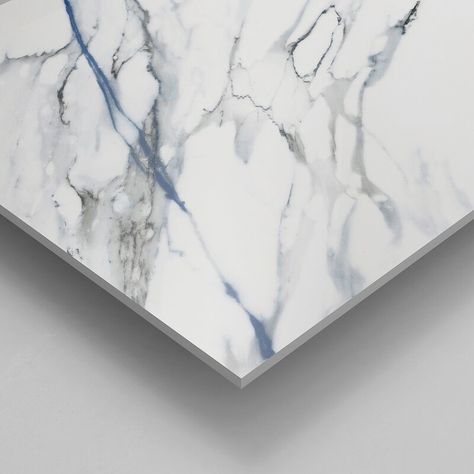 Ivy Hill Tile Calacatta Azul 12" x 24" Porcelain Marble Look Wall & Floor Tile | Wayfair Blue Marble Countertops, Blue Marble Tile, Farmhouse Tiles, White Marble Shower, Blue Kitchen Tiles, Flooring Colors, Land House, Countertop Inspiration, White Marble Bathrooms